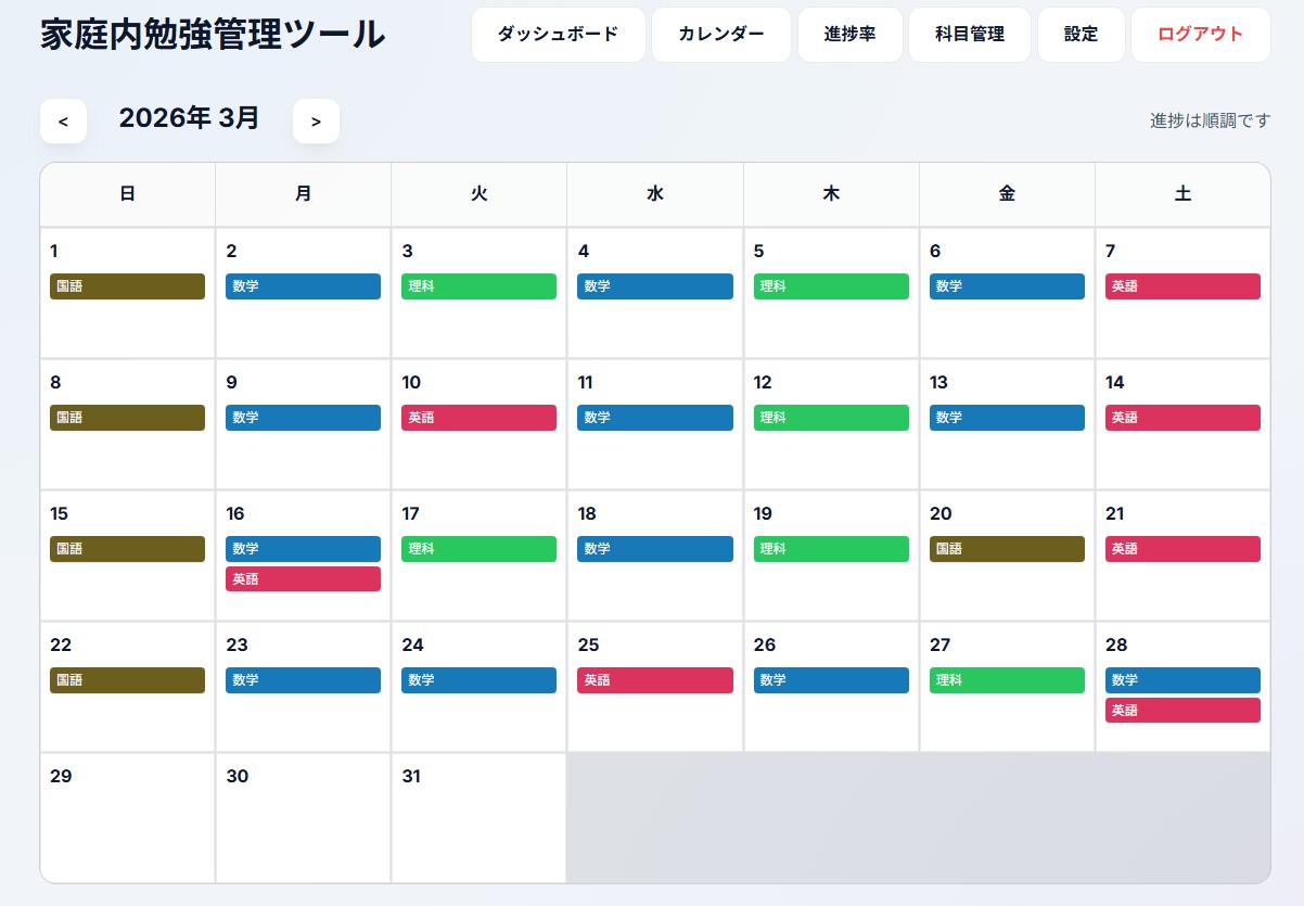家庭内勉強管理ツール